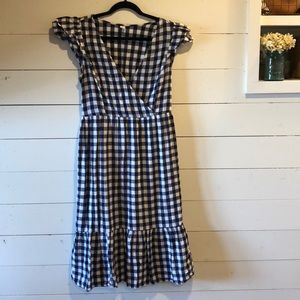 Old Navy blue white gingham dress ruffle
